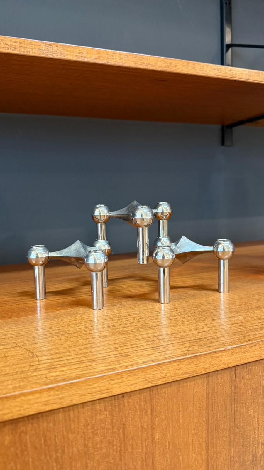 „Stoff & Nagel“ – Kerzenhalter-Set aus 3 Teilen