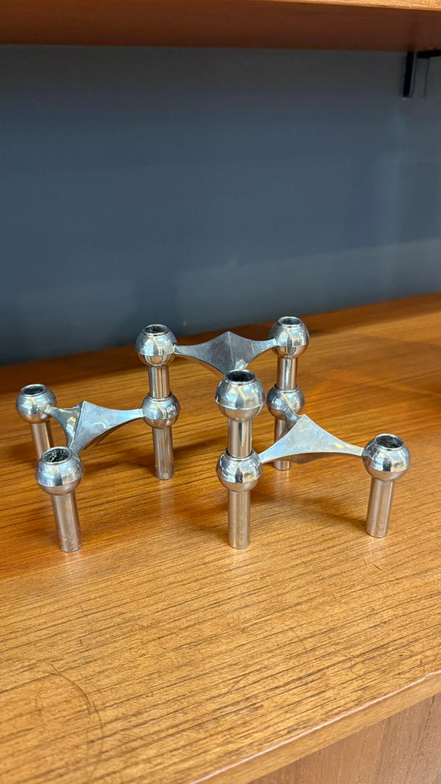 „Stoff & Nagel“ – Kerzenhalter-Set aus 3 Teilen