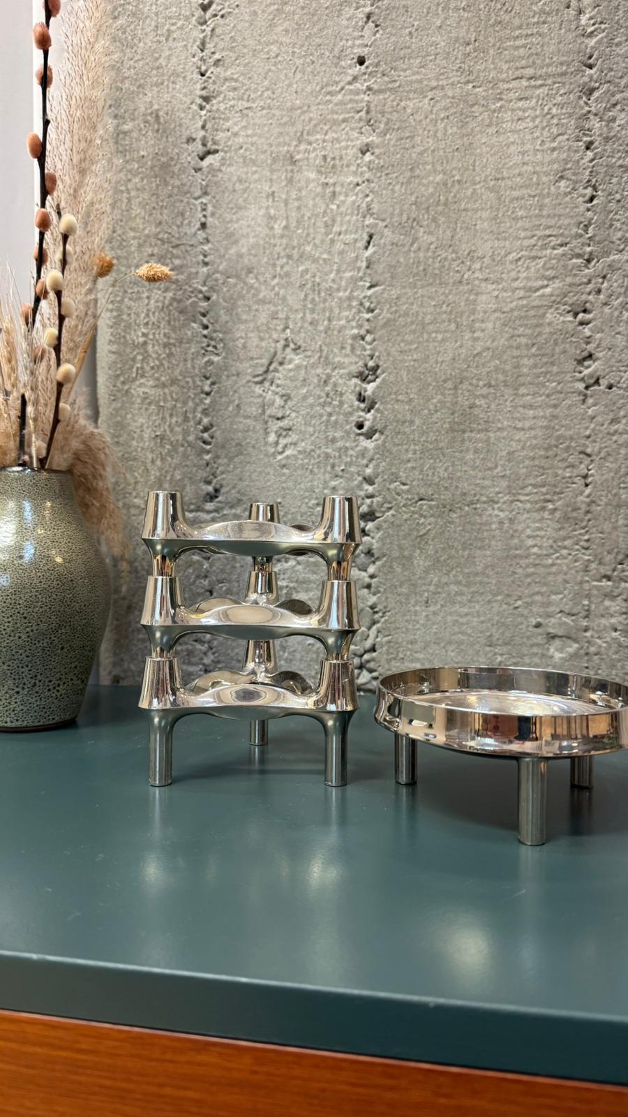 „Stoff & Nagel“ - Kerzenhalter-Set aus 4 Teilen