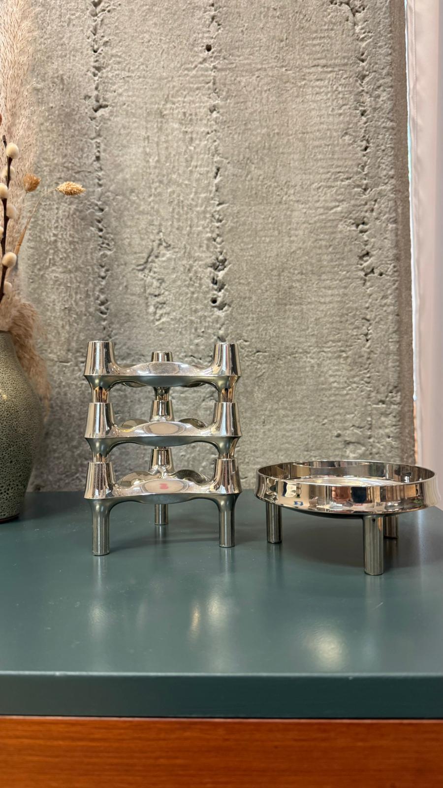 „Stoff & Nagel“ - Kerzenhalter-Set aus 4 Teilen