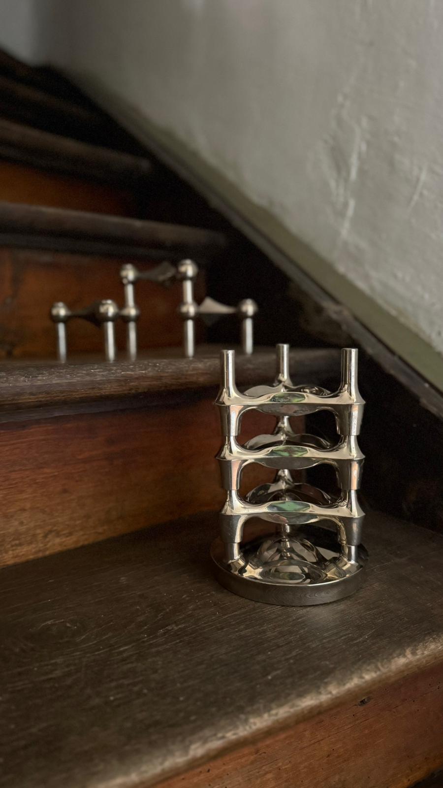 „Stoff & Nagel“ - Kerzenhalter-Set aus 4 Teilen